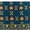 Teal Blue Satin Saree With Ajrakh Print And Scallop Gota Zari Border