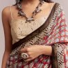 Maroon Linen Printed Saree With Traditional Ajrakh Print