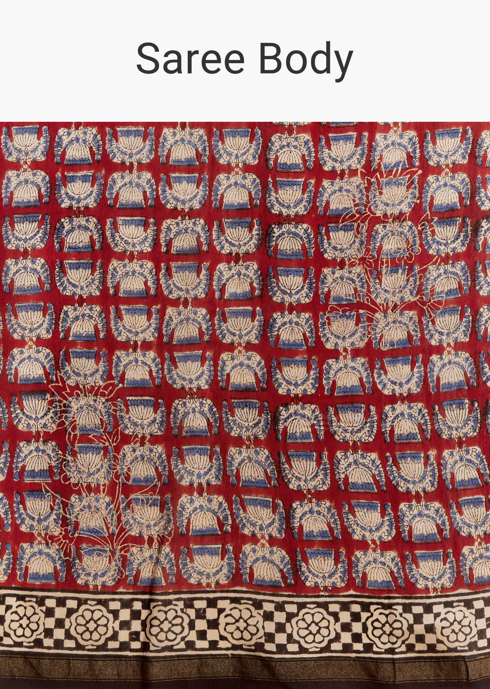 Maroon Linen Printed Saree With Traditional Ajrakh Print
