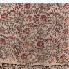 Beige Linen Saree With Ajrakh Floral Print And Black Border