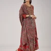 Maroon Hand Block Print Anarkali With Gotta Lace Work
