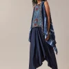 Indigo Hand Dyed Leheriya Jacket and Cowl Pant Set