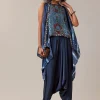 Indigo Hand Dyed Leheriya Jacket and Cowl Pant Set