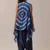 Indigo Hand Dyed Leheriya Jacket and Cowl Pant Set