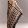 Black Linen Saree With Authentic Ajrakh Print And Maroon Border