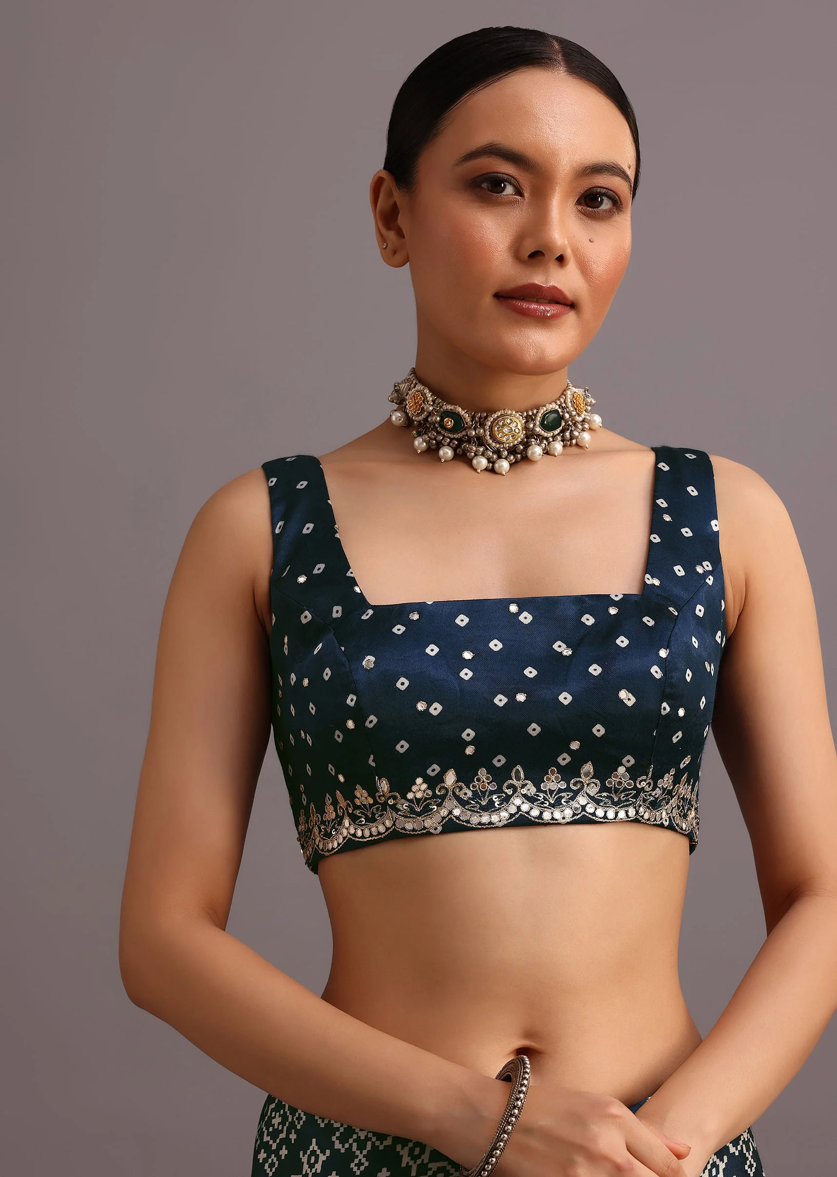 16908-blue-indigo-mirror-and-ajrakh-print-embroidered-saree-7.webp Blue Indigo Mirror And Ajrakh Print Embroidered Saree