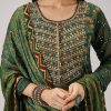 Green Printed Chanderi Handwork Anarkali