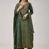 Green Printed Chanderi Handwork Anarkali
