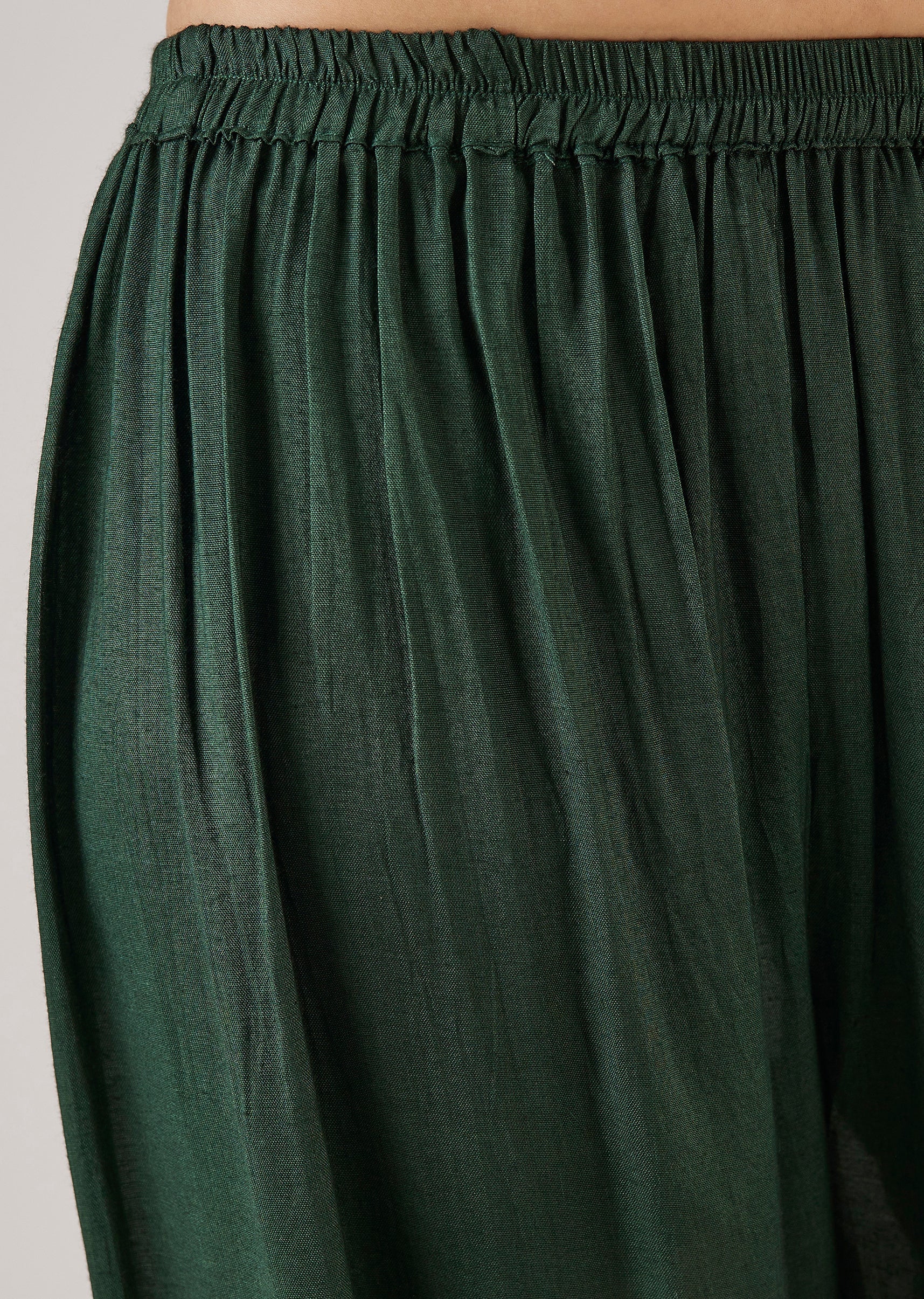 Green Printed Chanderi Handwork Anarkali