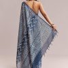 Blue Linen Printed Saree With Heritage Ajrakh Leaf Print