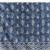 Blue Linen Printed Saree With Heritage Ajrakh Leaf Print