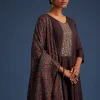 16963-wine-silk-anarkali-set-with-ajrakh-print-dupatta-4.webp Wine Silk Anarkali Set With Ajrakh Print Dupatta