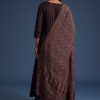 16963-wine-silk-anarkali-set-with-ajrakh-print-dupatta-5.jpg Wine Silk Anarkali Set With Ajrakh Print Dupatta