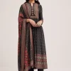 Black Ajrakh Printed Anarkali Set With Dupatta