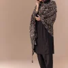 Black Linen Kurta Set with Ajrakh Dupatta