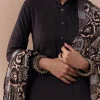 Black Linen Kurta Set with Ajrakh Dupatta