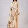 Beige Organza Anarkali With Gotta Lace