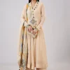 Beige Organza Anarkali With Gotta Lace