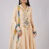 Beige Organza Anarkali With Gotta Lace