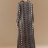 Black Crop Top and Skirt Set with Ajrakh
