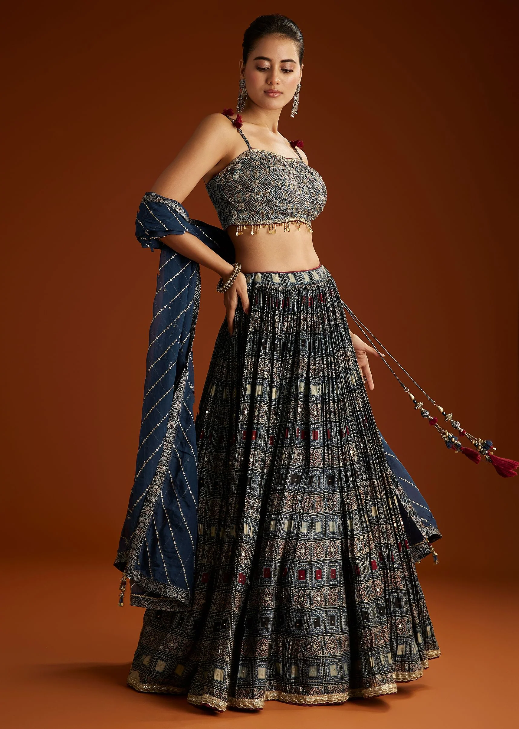 17050-us-0-us-0-variation-1.webp Blue Satin Ajrakh Printed Lehenga Choli With Dupatta