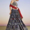 Blue Ajrakh Hand Dyed Printed Lehenga Set With Zari Dupatta