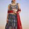 Blue Ajrakh Hand Dyed Printed Lehenga Set With Zari Dupatta