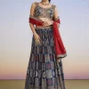 Blue Ajrakh Hand Dyed Printed Lehenga Set With Zari Dupatta