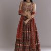 Maroon Modal Bridesmaid Lehenga With Hand Dyed Ajrakh Print
