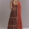 Maroon Modal Bridesmaid Lehenga With Hand Dyed Ajrakh Print