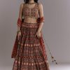 Maroon Modal Bridesmaid Lehenga With Hand Dyed Ajrakh Print