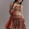 Maroon Modal Bridesmaid Lehenga With Hand Dyed Ajrakh Print