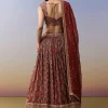 Maroon Lehenga With Ajrakh Print And Mirror Cut Dana Sequins Work