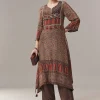 Maroon Coord Set In Ajrakh Print With Sequins Work