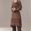Maroon Coord Set In Ajrakh Print With Sequins Work