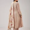 Beige Weaved Chanderi Anarkali Set