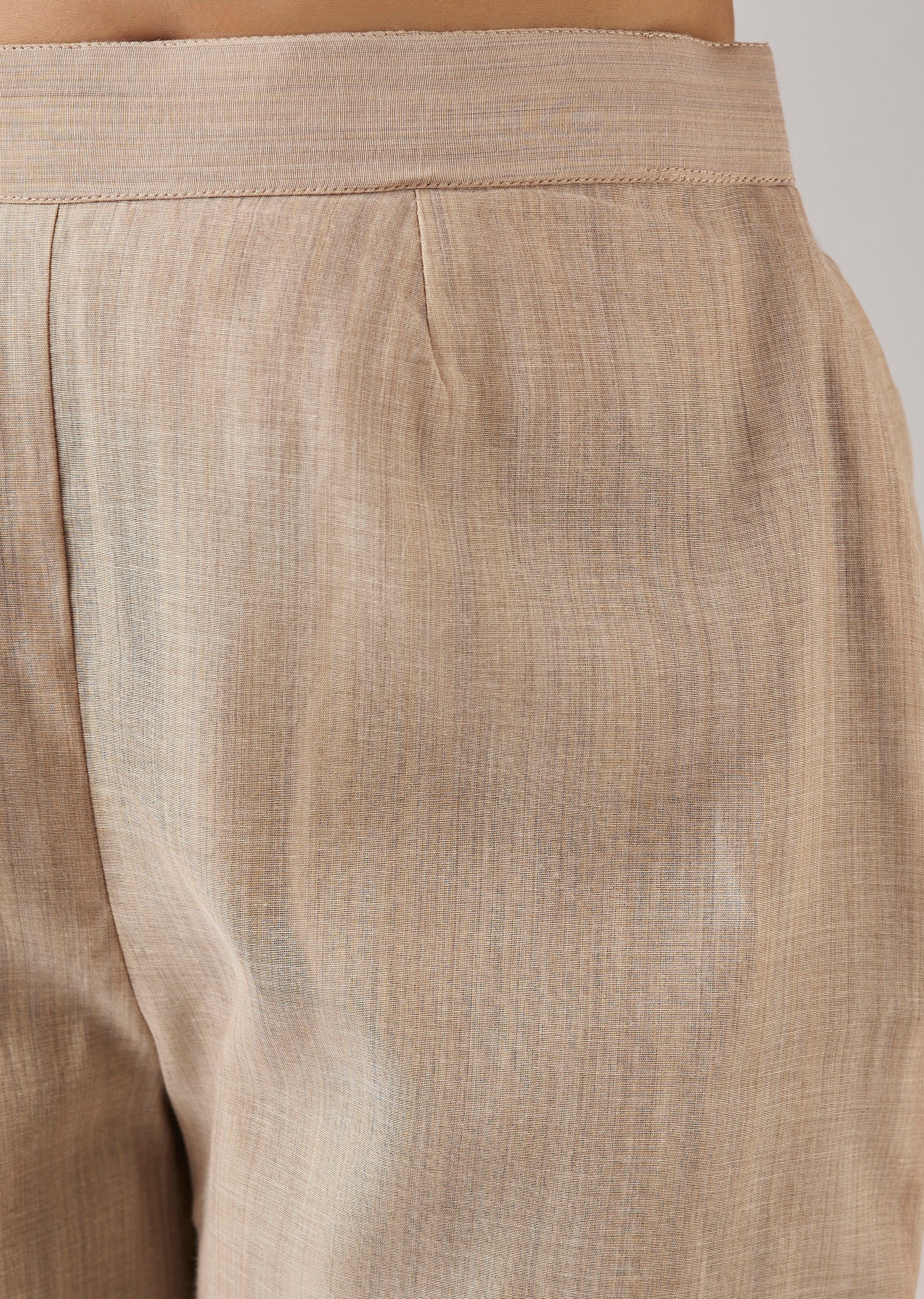 Beige Weaved Chanderi Anarkali Set