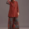 Red Printed Kurti With Palazzo Set
