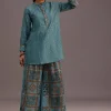 Blue Printed Kurti With Palazzo Set