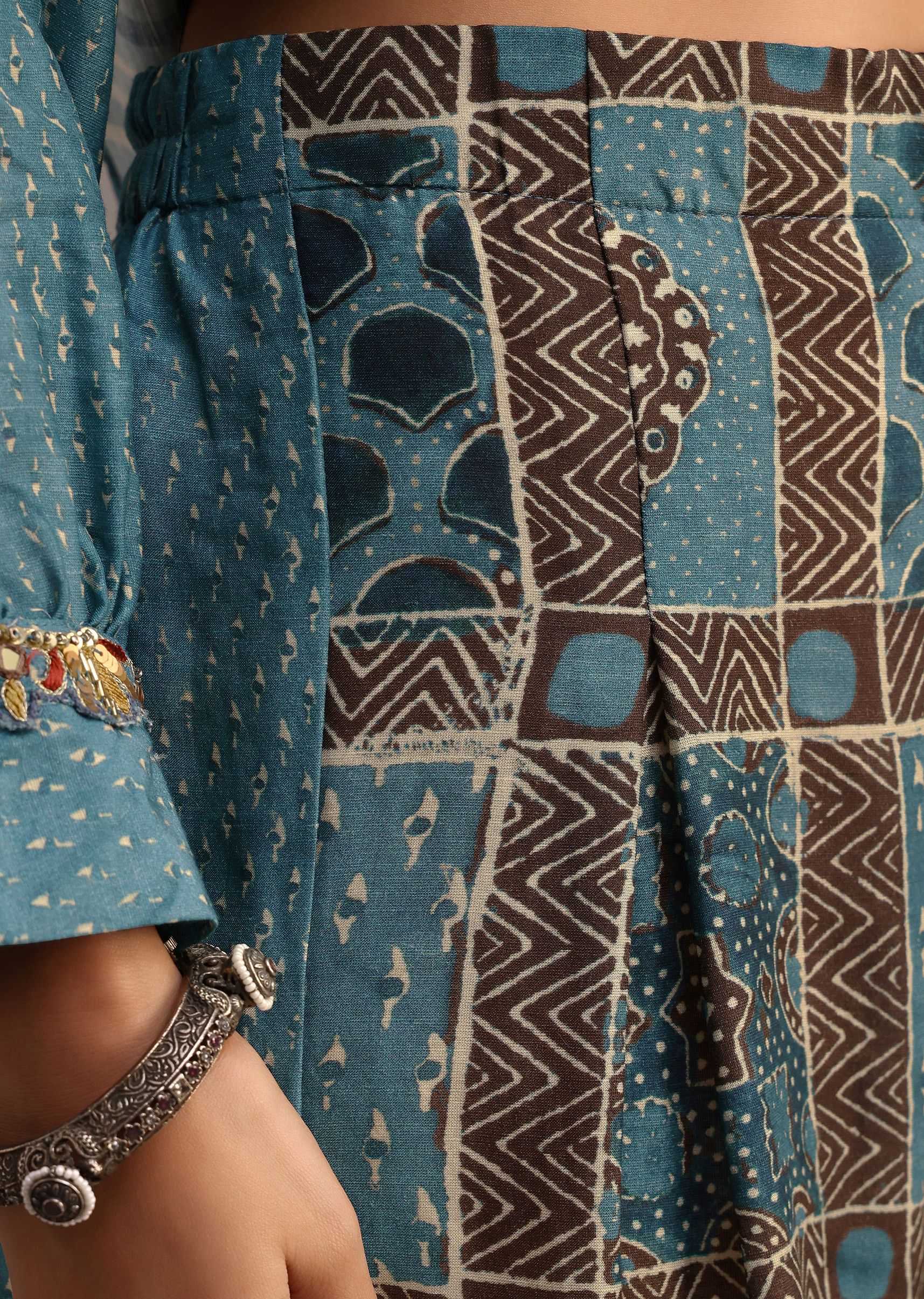 Blue Printed Kurti With Palazzo Set