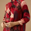 Red Hand Dyed Ajrakh Tunic and Pant Set