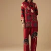 Red Hand Dyed Ajrakh Tunic and Pant Set
