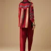 Red Hand Dyed Ajrakh Tunic and Pant Set