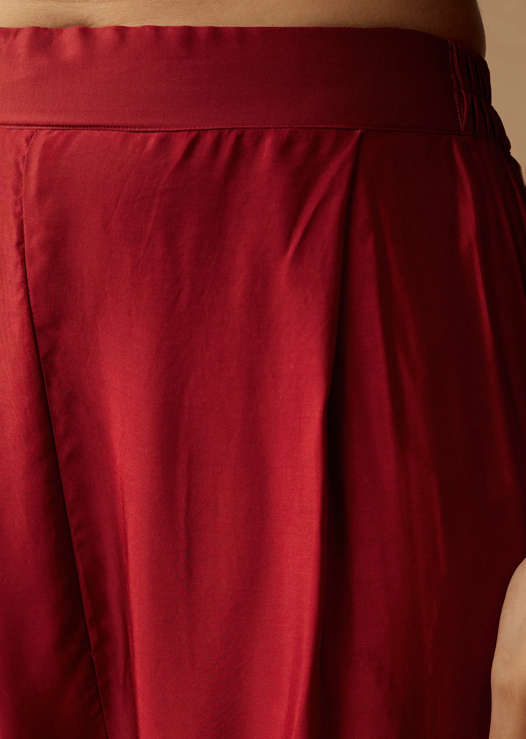 Red Hand Dyed Ajrakh Tunic and Pant Set