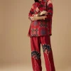 Red Hand Dyed Ajrakh Tunic and Pant Set