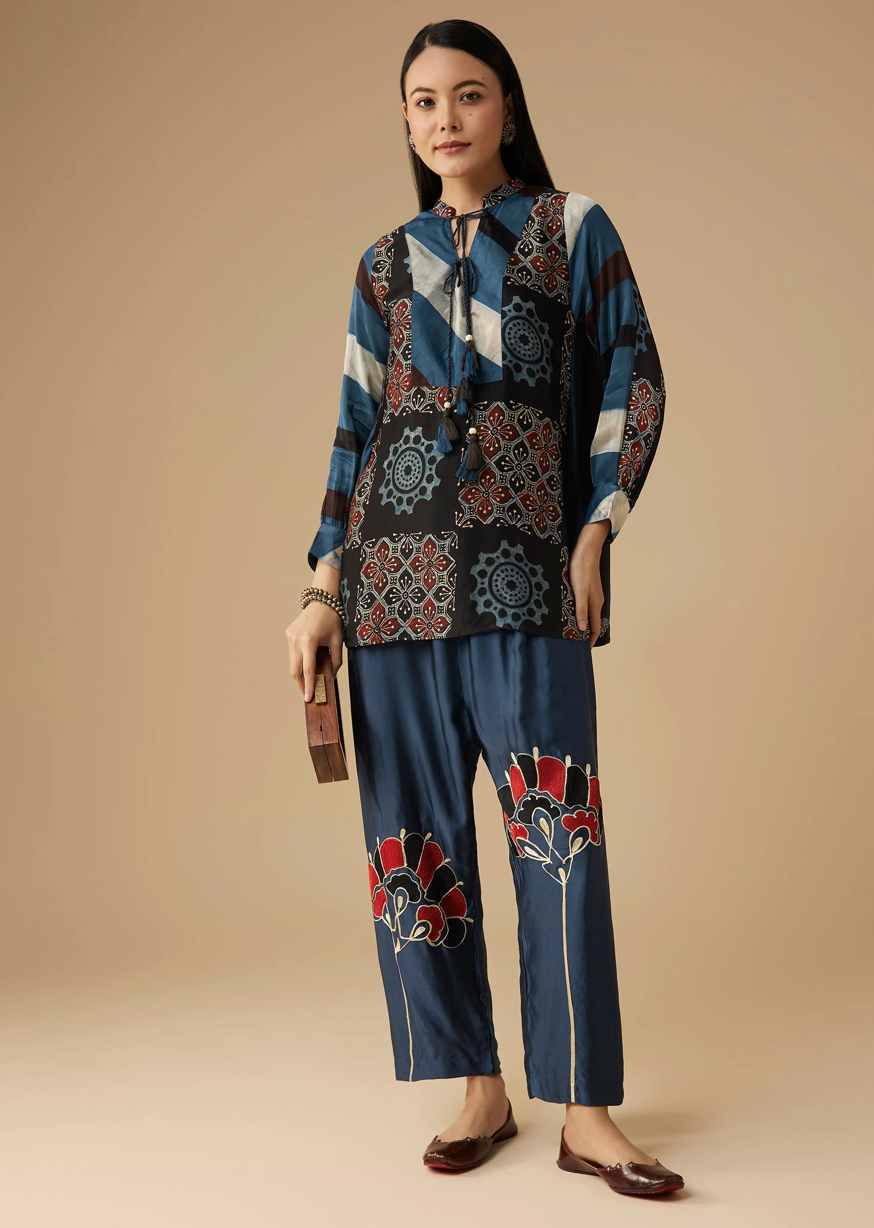 Indigo Ajrakh Tunic and Pant Set