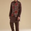 Rust Ajrakh Printed Kurta Jacket Set