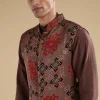 Rust Ajrakh Printed Kurta Jacket Set