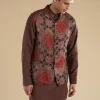 Rust Ajrakh Printed Kurta Jacket Set