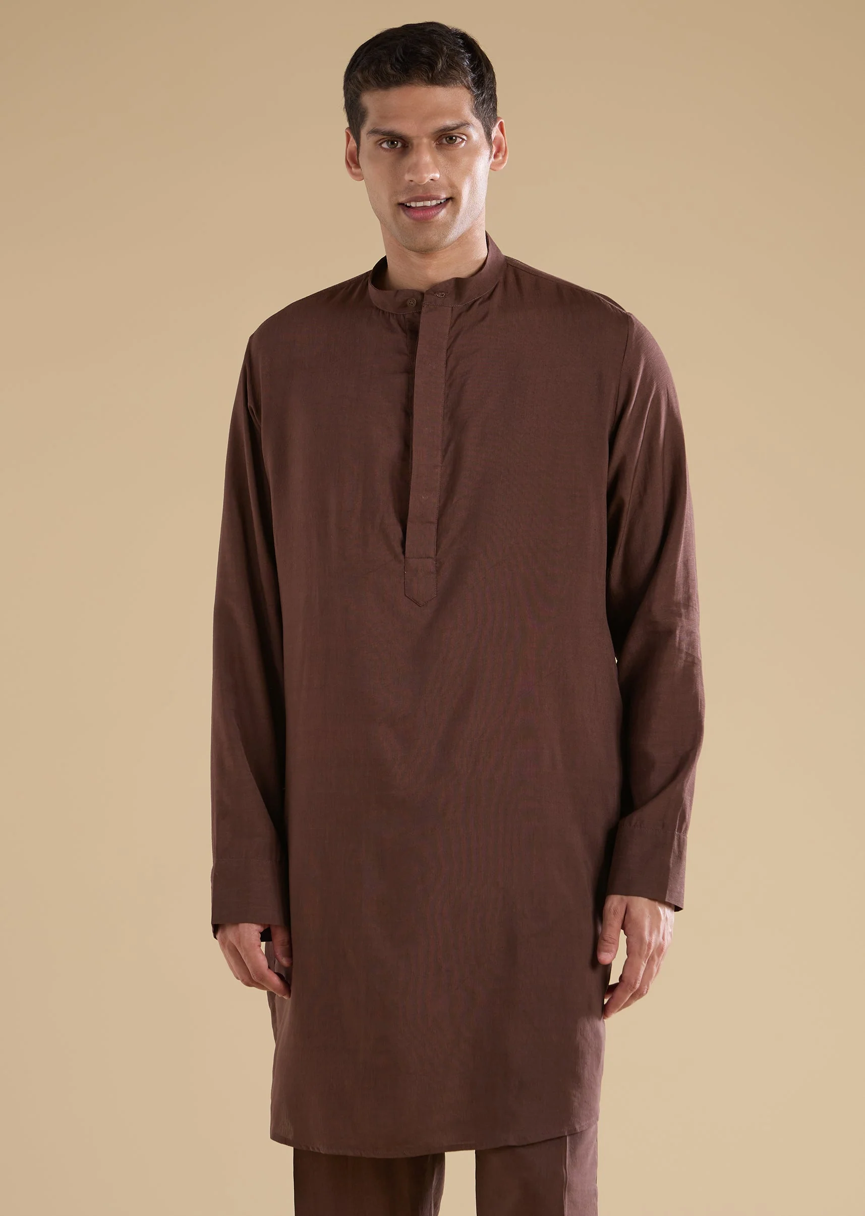 Rust Ajrakh Printed Kurta Jacket Set